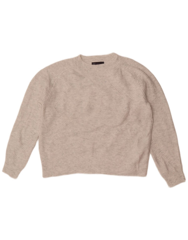 Suéter feminino Marks & Spencer com gola redonda Reino Unido 14 cinza médio acrílico