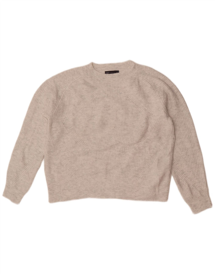 Suéter feminino Marks & Spencer com gola redonda Reino Unido 14 cinza médio acrílico