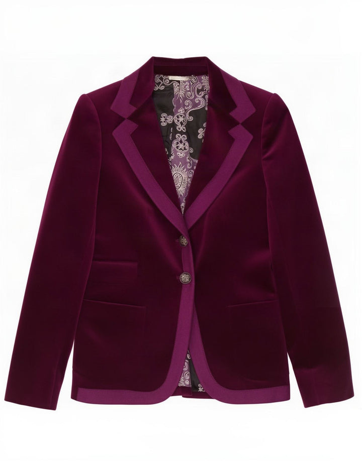 Jaqueta blazer feminina de veludo com 2 botões Massimo Dutti EU 36 XS algodão marrom