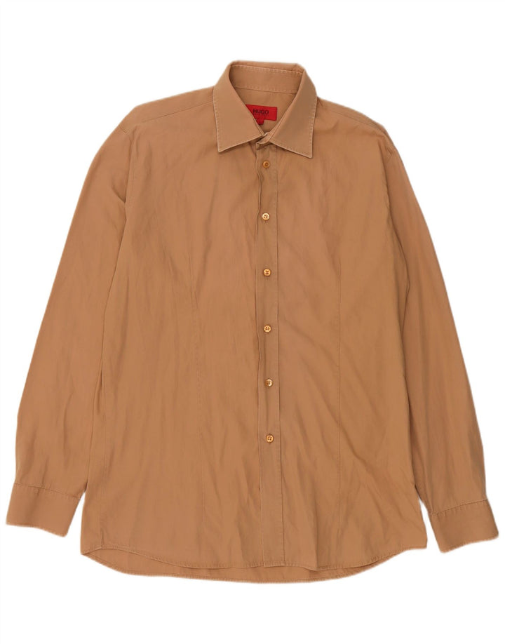 Camisa masculina Hugo Boss grande algodão marrom