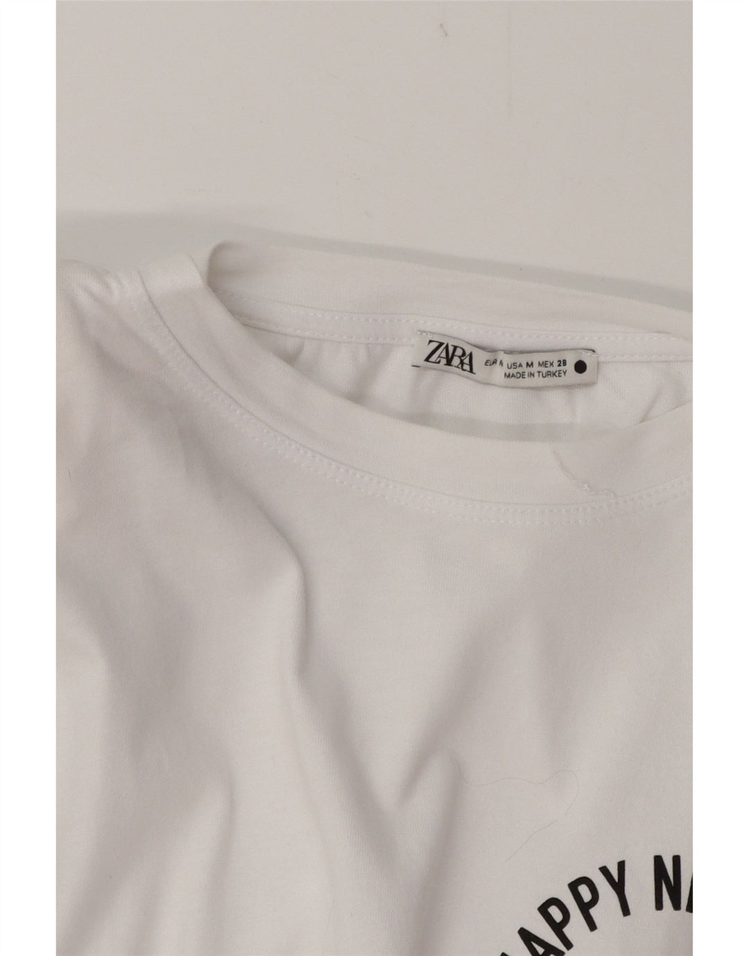 ZARA Womens Graphic Vest Top UK 14 Médio Branco