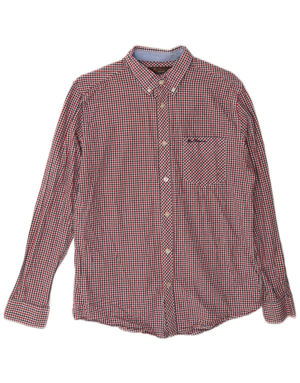 Camisa masculina Ben Sherman de ajuste regular, algodão guingão vermelho médio