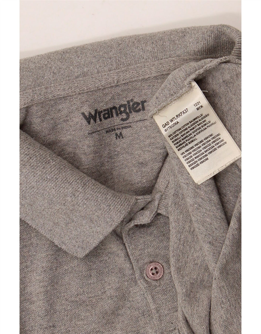 Camisa polo masculina WRANGLER algodão manchado cinza médio