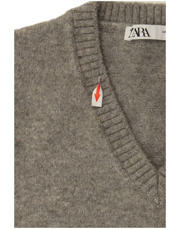 Zara Womens Vest Tank Top UK 10 Pequeno Poliéster Cinza