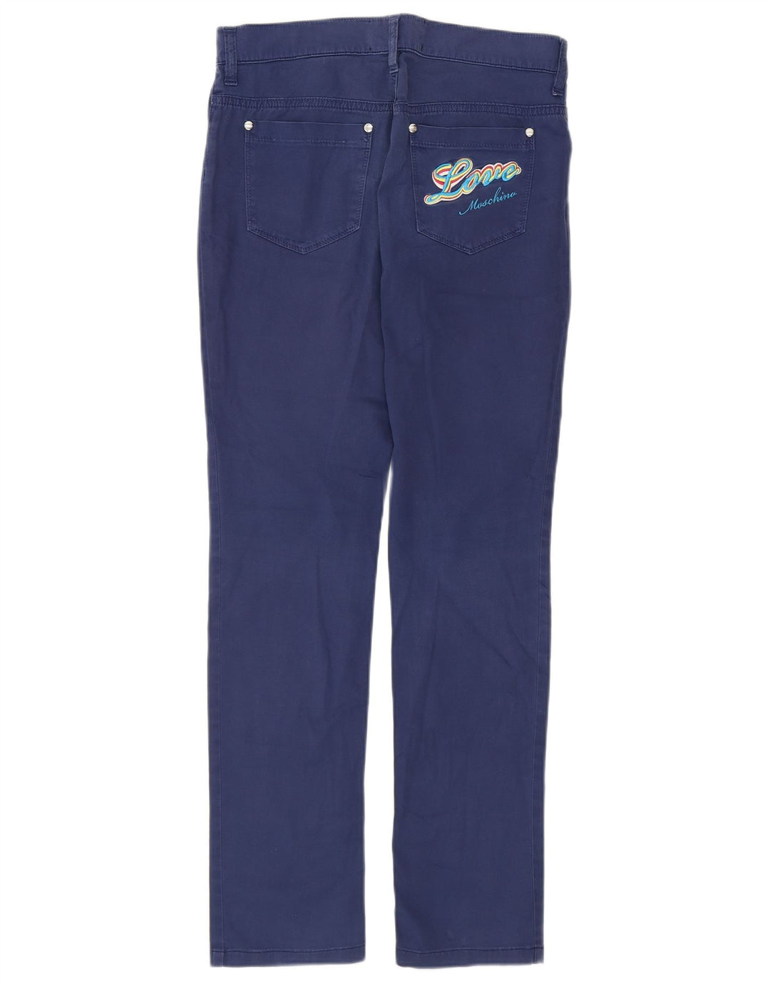 Calça casual justa feminina MOSCHINO W27 L29 algodão azul