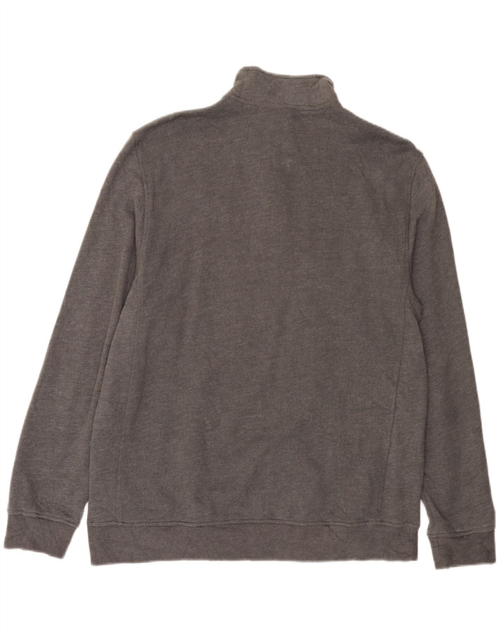 Suéter masculino IZOD com zíper e gola grande de algodão cinza