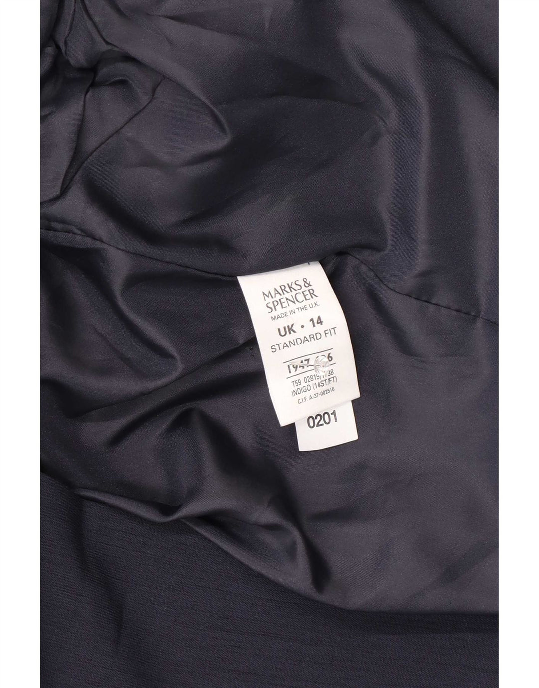 Jaqueta Blazer Feminina Marks & Spencer Reino Unido 14 Grande Azul Marinho Poliéster