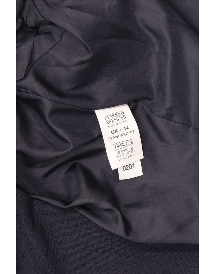 Jaqueta Blazer Feminina Marks & Spencer Reino Unido 14 Grande Azul Marinho Poliéster