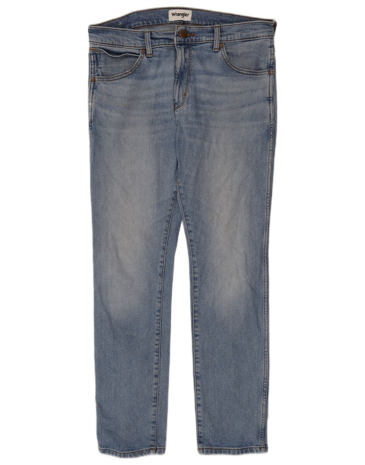 WRANGLER Masculino Larston Straight Jeans W32 L29 Azul Algodão