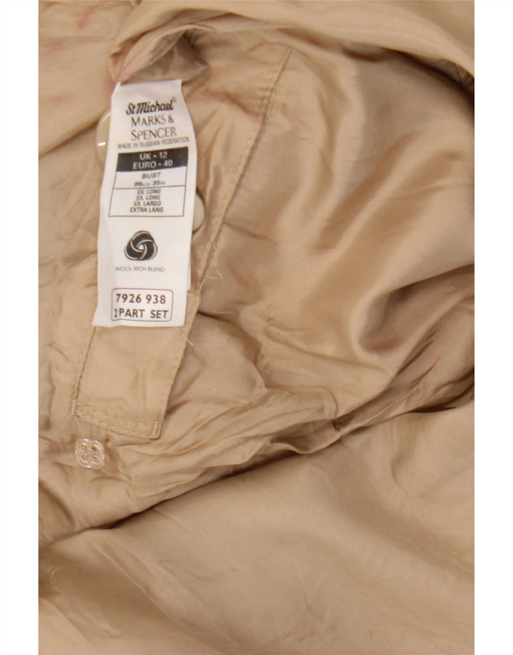 Casaco feminino Marks & Spencer com peito duplo Reino Unido 12 lã bege médio