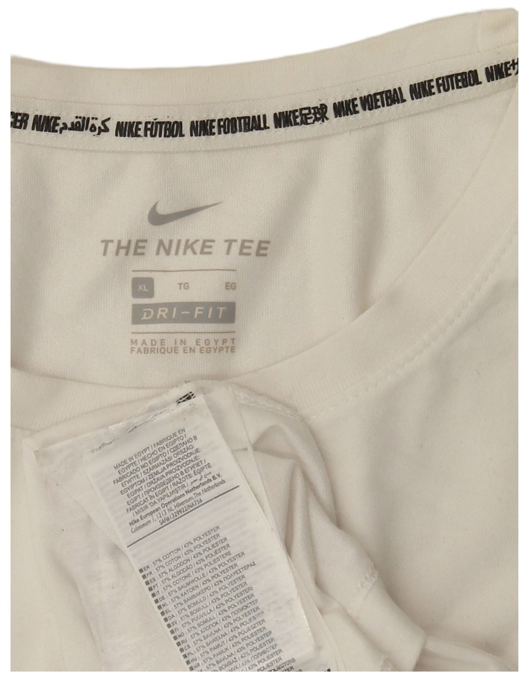 Top gráfico masculino NIKE Dri Fit manga comprida XL branco algodão
