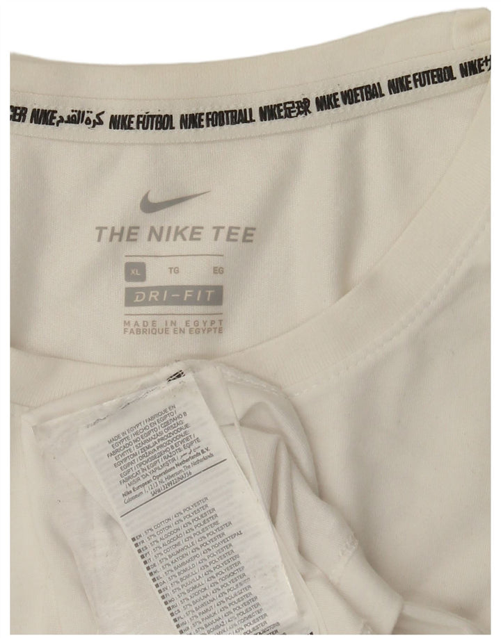 Top gráfico masculino NIKE Dri Fit manga comprida XL branco algodão