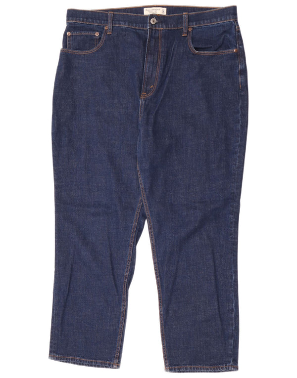 Calça jeans feminina curva reta Abercrombie & Fitch US 16 2XL W33 L27 azul