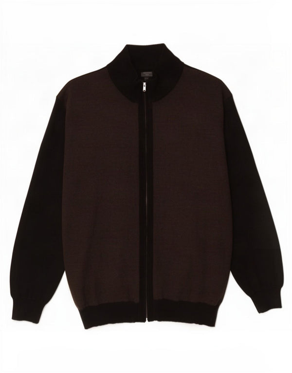 Suéter cardigã masculino Marlboro Classics 4XL bloco colorido marrom