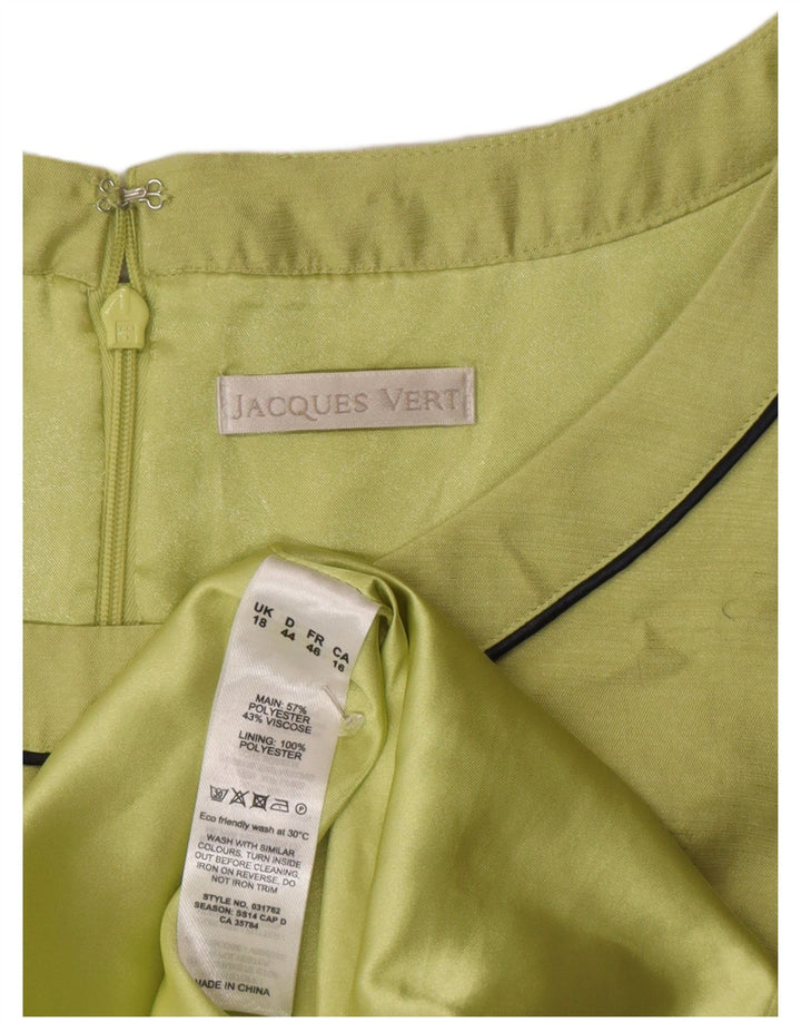 Vestido feminino Jacques Vert sem mangas com bainha UK 18 XL verde poliéster