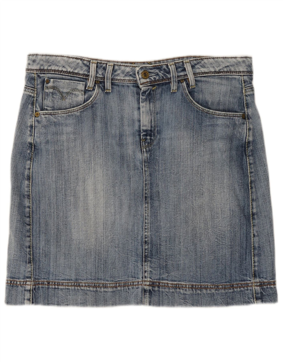 Mini saia jeans feminina LEVI'S grande W34 algodão azul