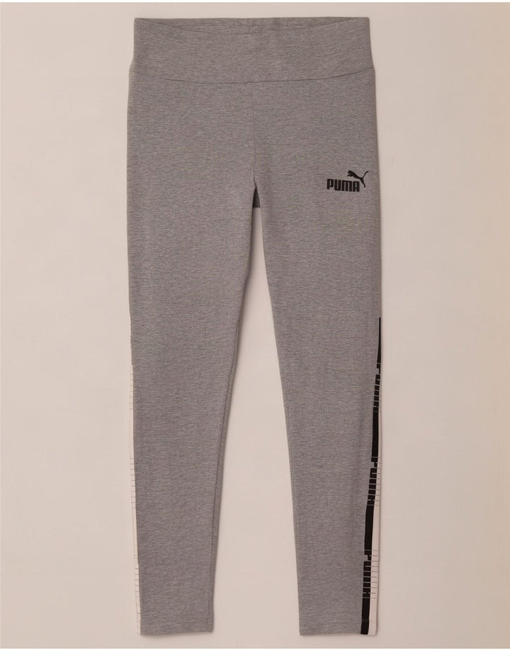 Puma Womens Graphic Leggings UK 10 Pequeno Cinza Colorblock Algodão