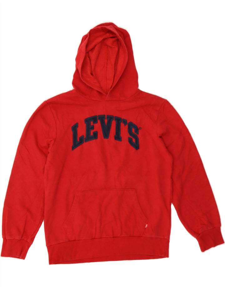 LEVI'S Boys Graphic Hoodie Jumper 12-13 Years Large Red Cotton Vintage Levi's and Second-Hand Levi's from Messina Hembry 