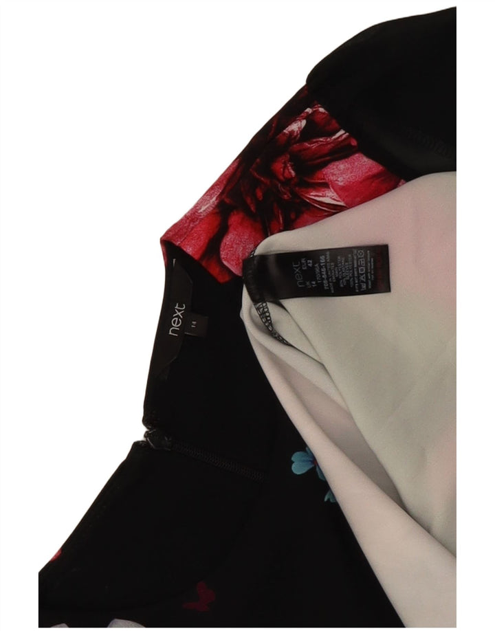 Próximo Vestido feminino manga comprida Shift UK 14 grande preto floral poliéster