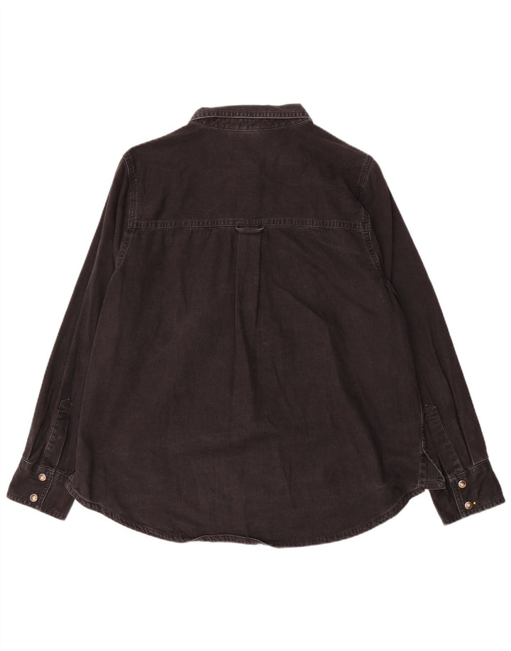 Camisa jeans feminina Marks & Spencer UK 16 grande algodão preto