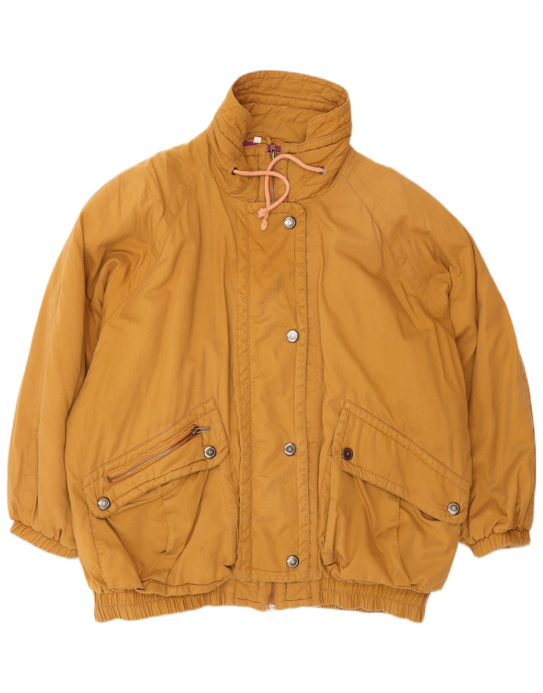 Jaqueta corta-vento feminina VINTAGE de grandes dimensões IT 42 algodão marrom médio