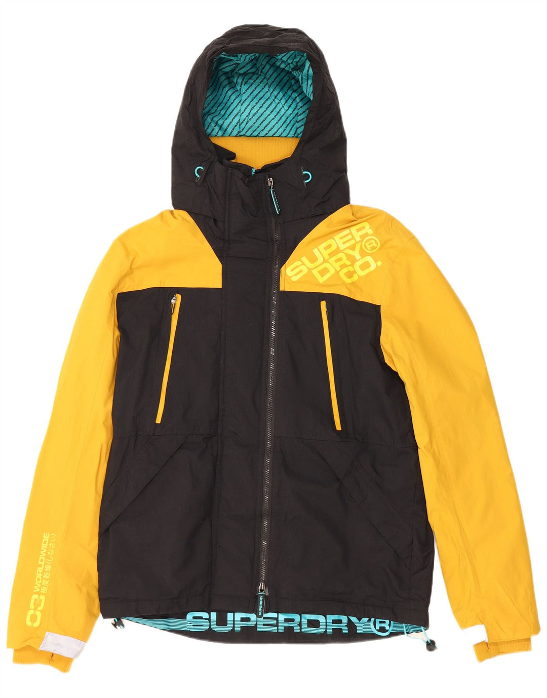 Jaqueta corta-vento masculina SUPERDRY Graphic UK 38 médio preto colorblock