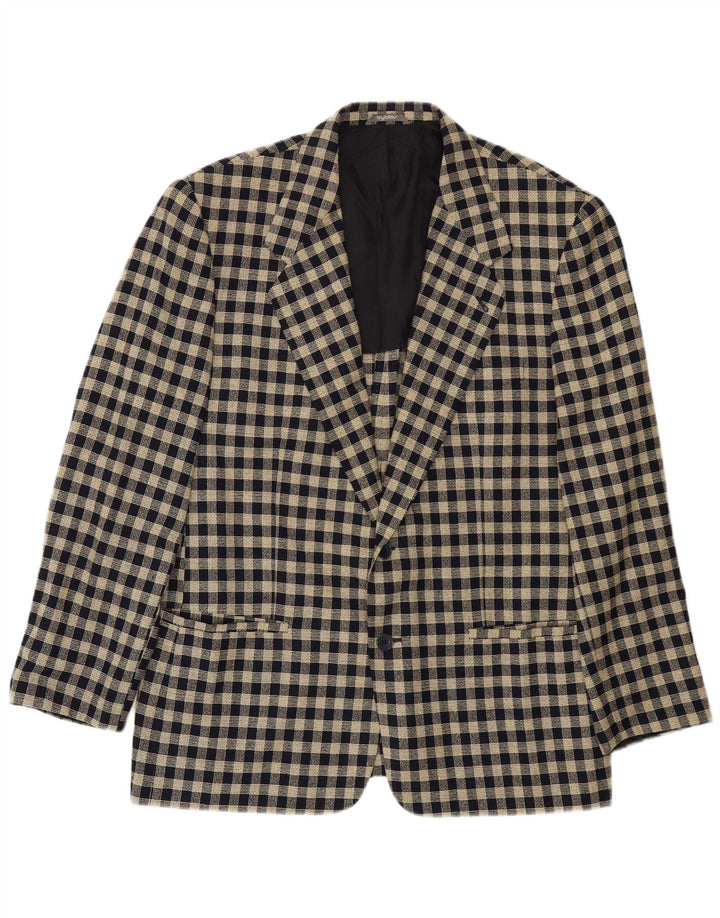 Jaqueta blazer masculina Byblos com 2 botões IT 50 grande lã xadrez preta