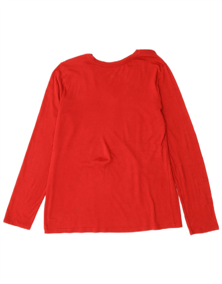 Eddie Bauer Top feminino manga comprida Reino Unido 16 grande algodão vermelho