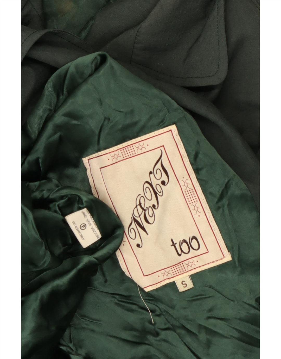 Trench coat feminino vintage de grandes dimensões UK 10 poliamida verde pequena
