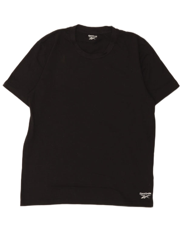 Reebok Mens T-Shirt Top Grande Algodão Preto