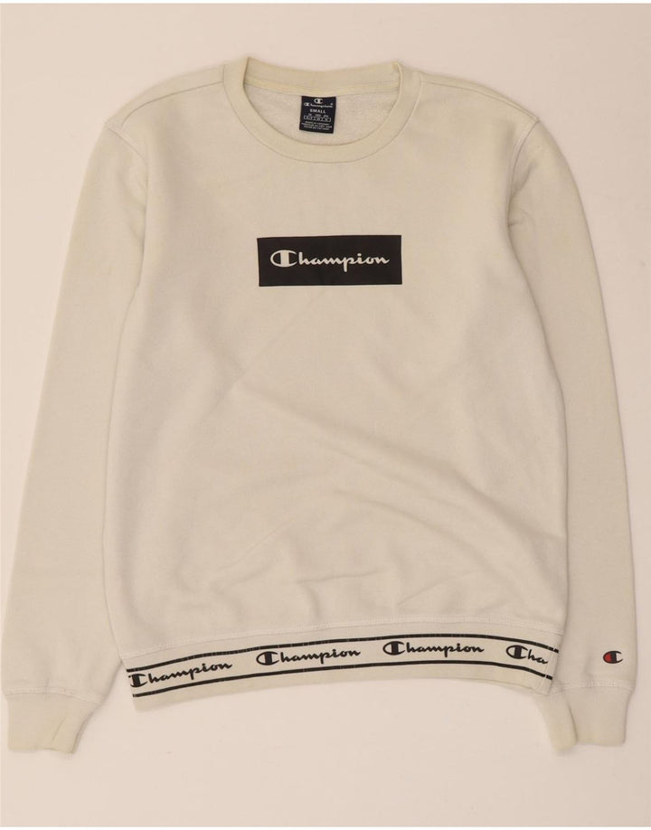 CHAMPION Suéter gráfico masculino pequeno algodão branco