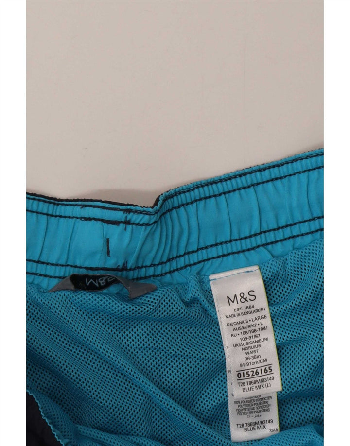 Shorts de natação masculino Marks & Spencer grande azul colorblock poliéster
