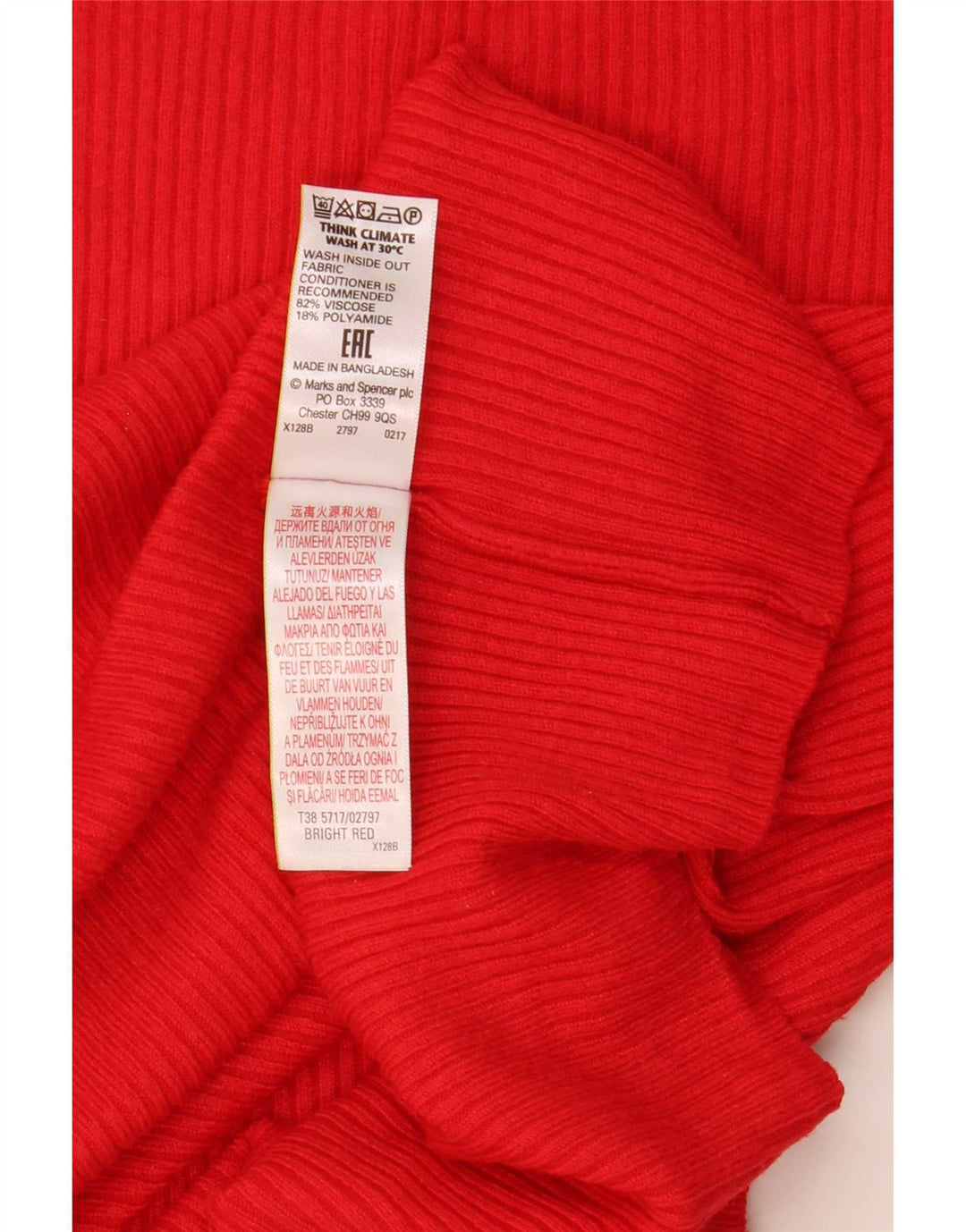 Camiseta feminina Marks & Spencer UK 18 XL viscose vermelha