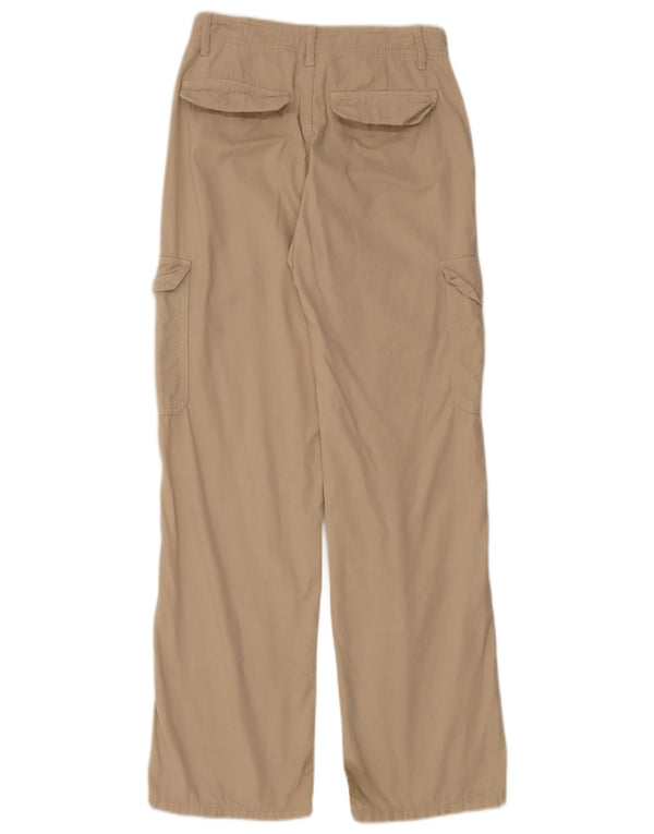 Calça cargo feminina Zara com perna larga EU 36 XS W26 L30 algodão bege