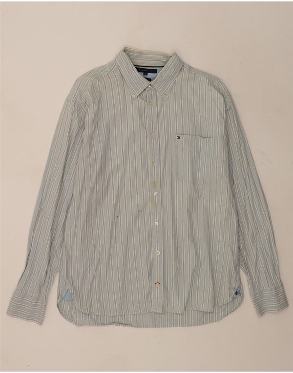 Camisa masculina Tommy Hilfiger XL listrada azul algodão