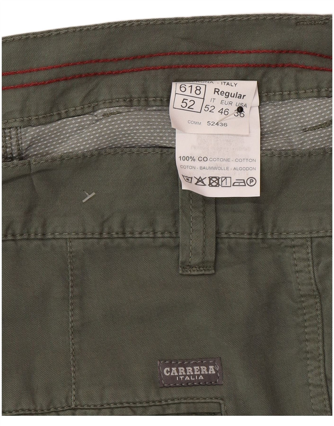 Carrera Mens Cargo Shorts IT 52 XL W36 Algodão Verde
