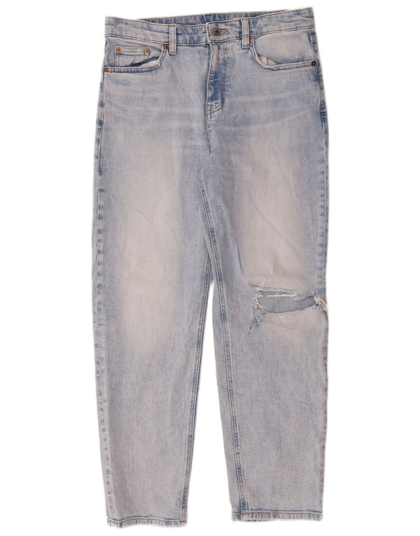 Calça jeans feminina Marks & Spencer Boyfriend Slim UK 12 médio W32 L28 azul