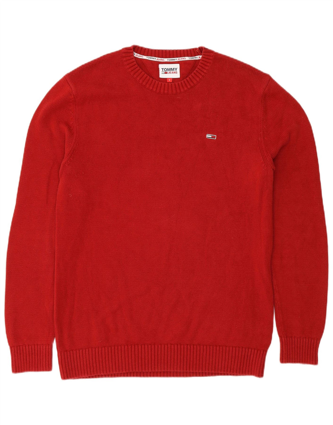 Suéter masculino Tommy Hilfiger com gola redonda, pequeno algodão vermelho