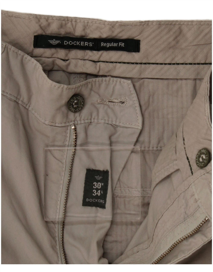 Dockers Mens Regular Fit Straight Chino Calças W30 L34 Cinza