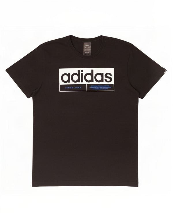 Adidas Mens Three Stripes Graphic Camiseta Top Médio Algodão Preto