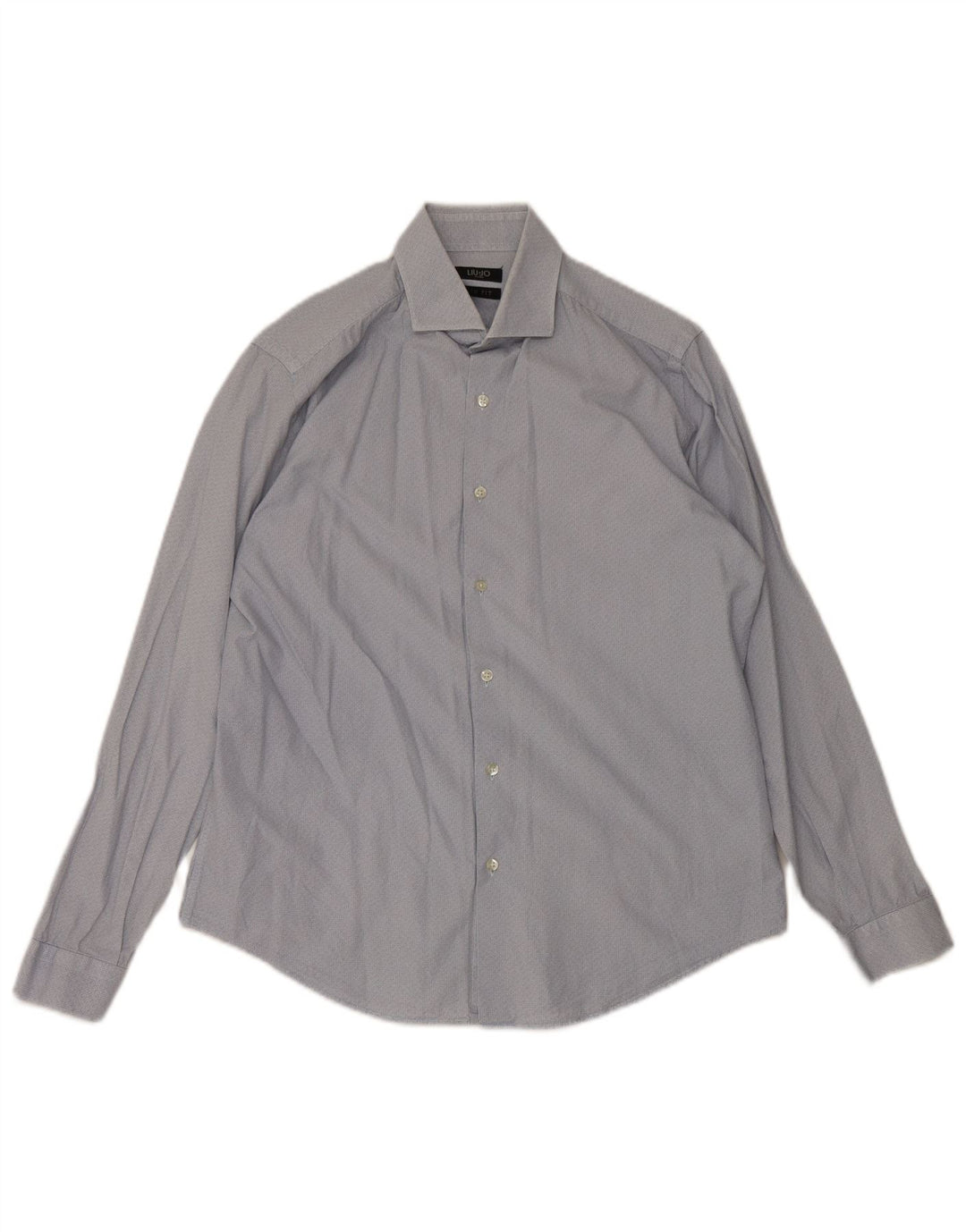 Camisa masculina Liu Jo Slim Fit tamanho 40 algodão geométrico azul médio