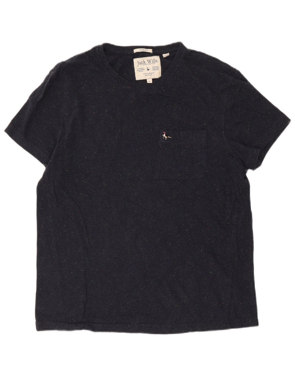 Jack Wills Mens Slim Fit Camiseta Top XL Azul Marinho Salpicado de Algodão