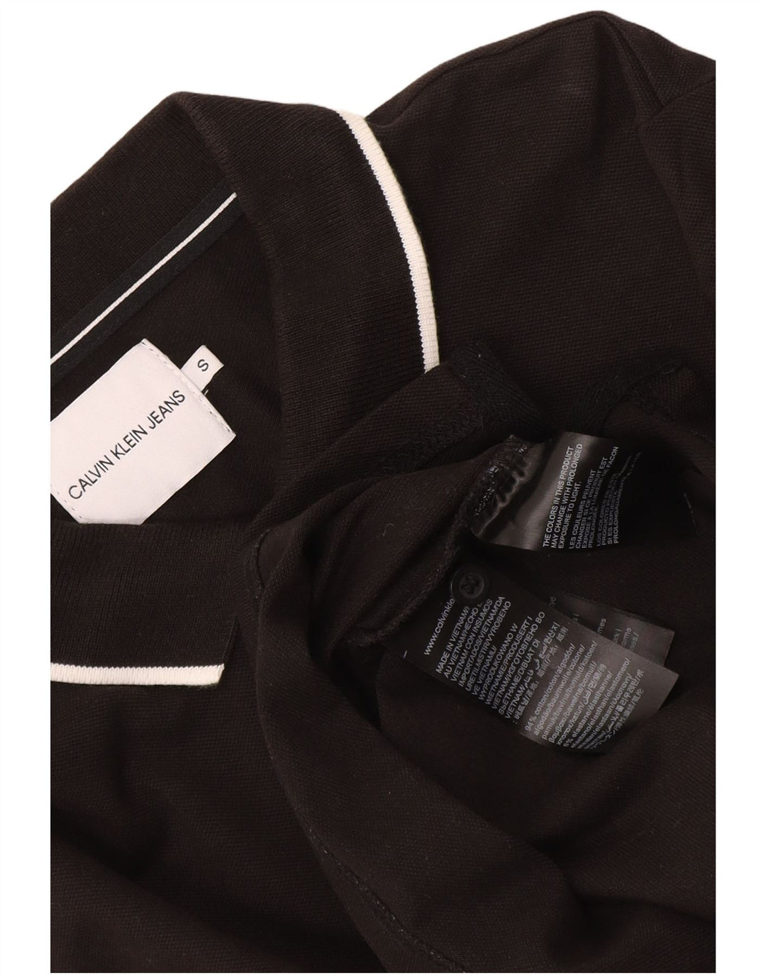 Camisa polo masculina Calvin Klein Jeans pequena de algodão preto
