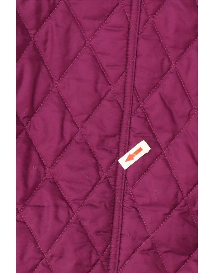 Jaqueta acolchoada feminina Barbour UK 16 grande roxo colorblock poliamida