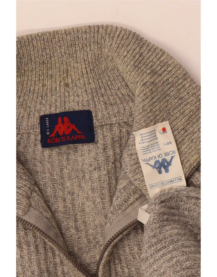 Suéter masculino Kappa com zíper e gola XL de lã cinza