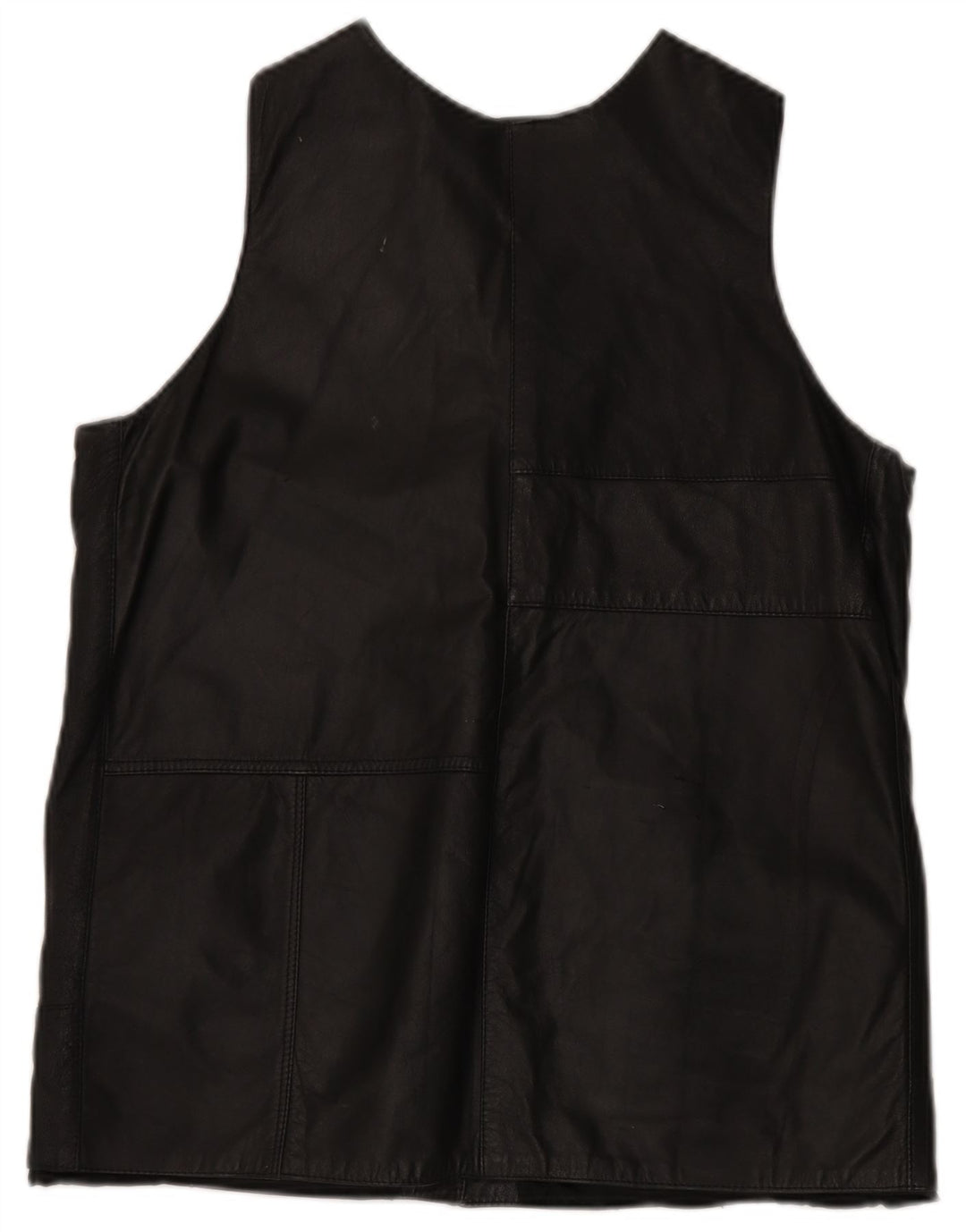 Colete de couro feminino vintage UK 14 médio preto