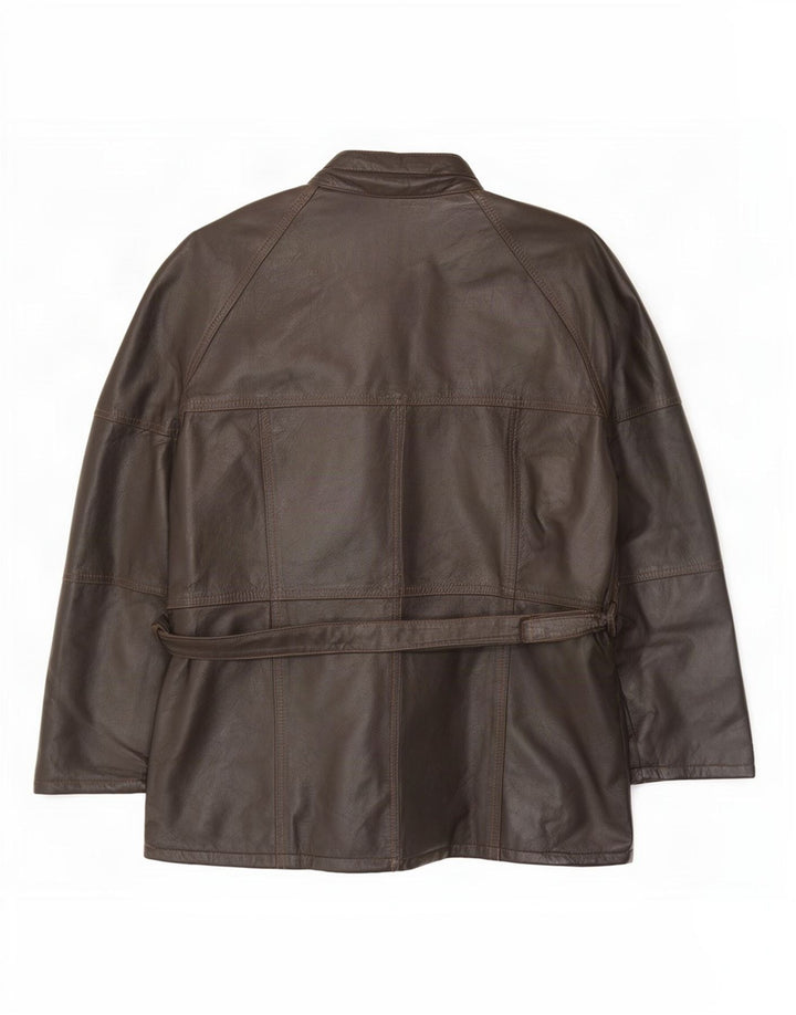 Jaqueta de couro masculina vintage UK 40 grande marrom