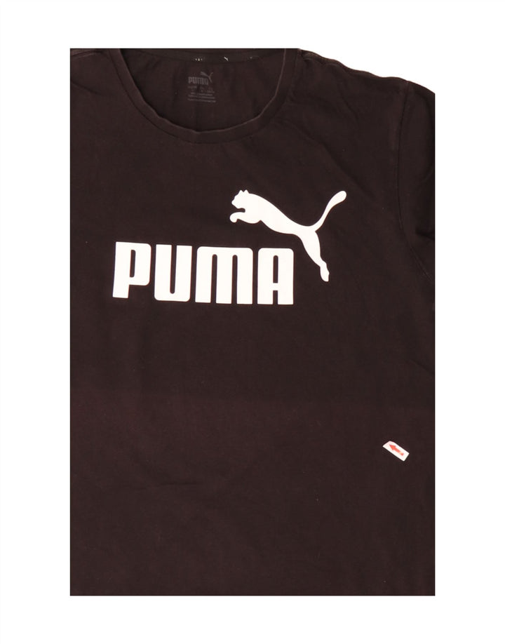 Puma Mens Graphic T-Shirt Top Grande Algodão Preto