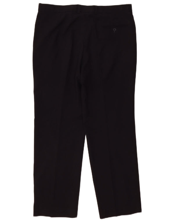 Calça chino reta masculina Marks & Spencer W36 L31 poliéster azul marinho