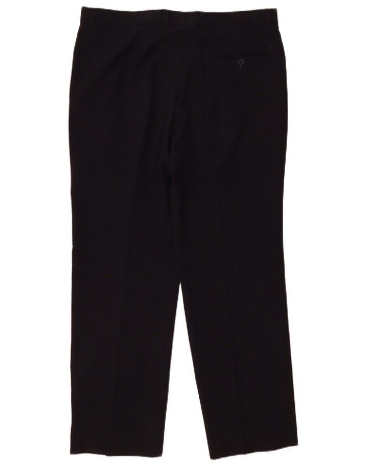 Calça chino reta masculina Marks & Spencer W36 L31 poliéster azul marinho